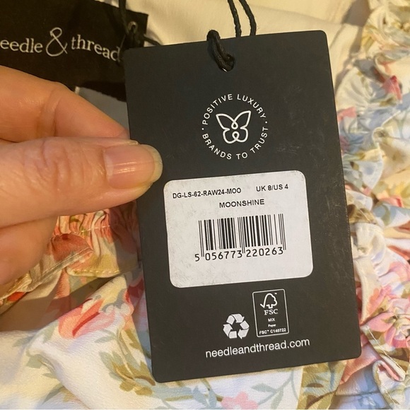 NWT~NEEDLE & THREAD Ruched Enchanted Garden Crepe Gown in Multi Floral Size 4 - Picture 11 of 14